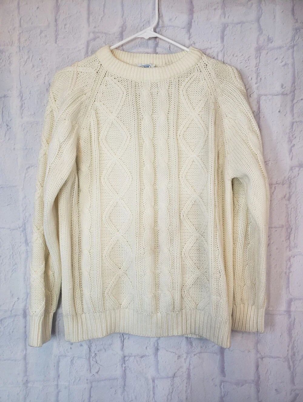 Vintage NORTHERN ISLES Acrylic Cream Fisherman's Sweater 40 Medium